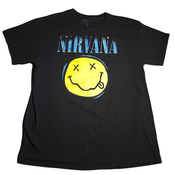 NIRVANA Other - Nirvana Smiley Face Graphic Tee in Black and Yellow